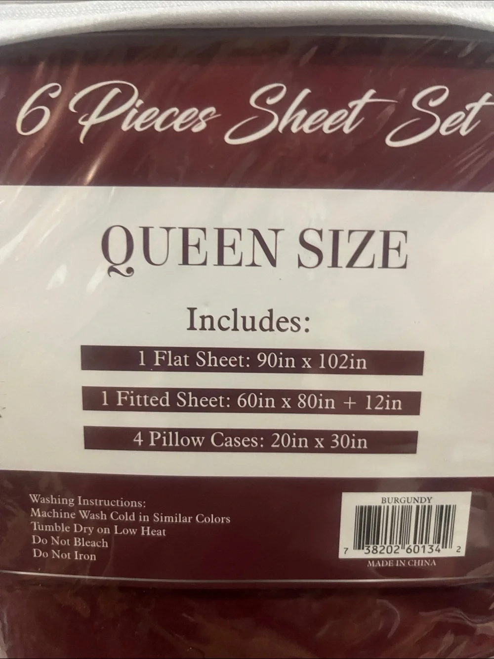 Queen Size Burgundy Sheet Set - Soft 6-Piece Bedding